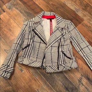 White House Black Market moto jacket herringbone